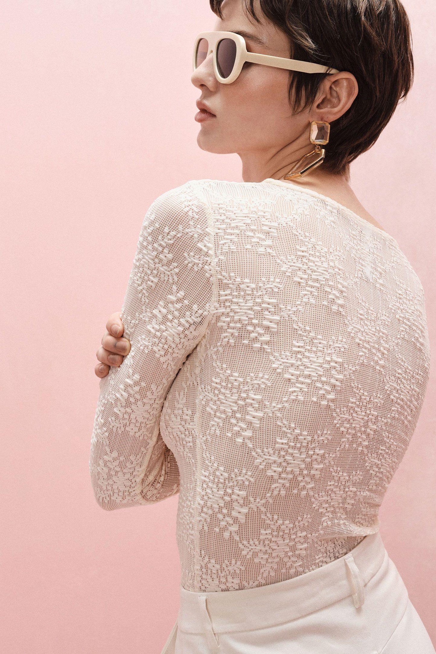IMPERIAL - Maglia a maniche lunghe in pizzo floreale