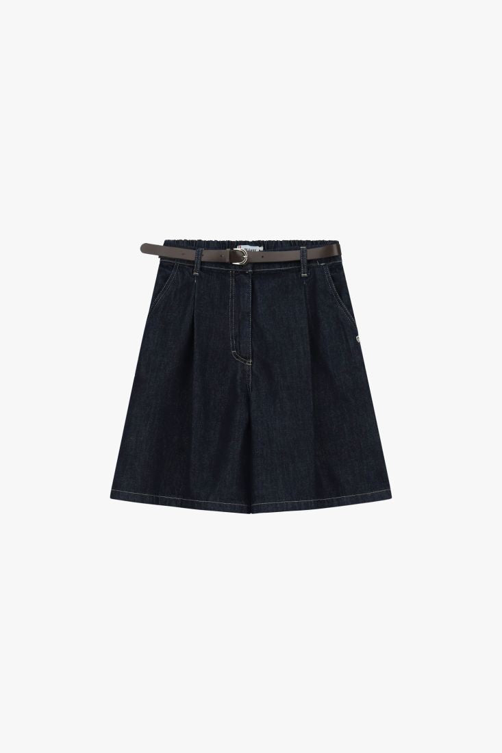 PLEASE - Bermuda shorts a vita alta con cintura e pince