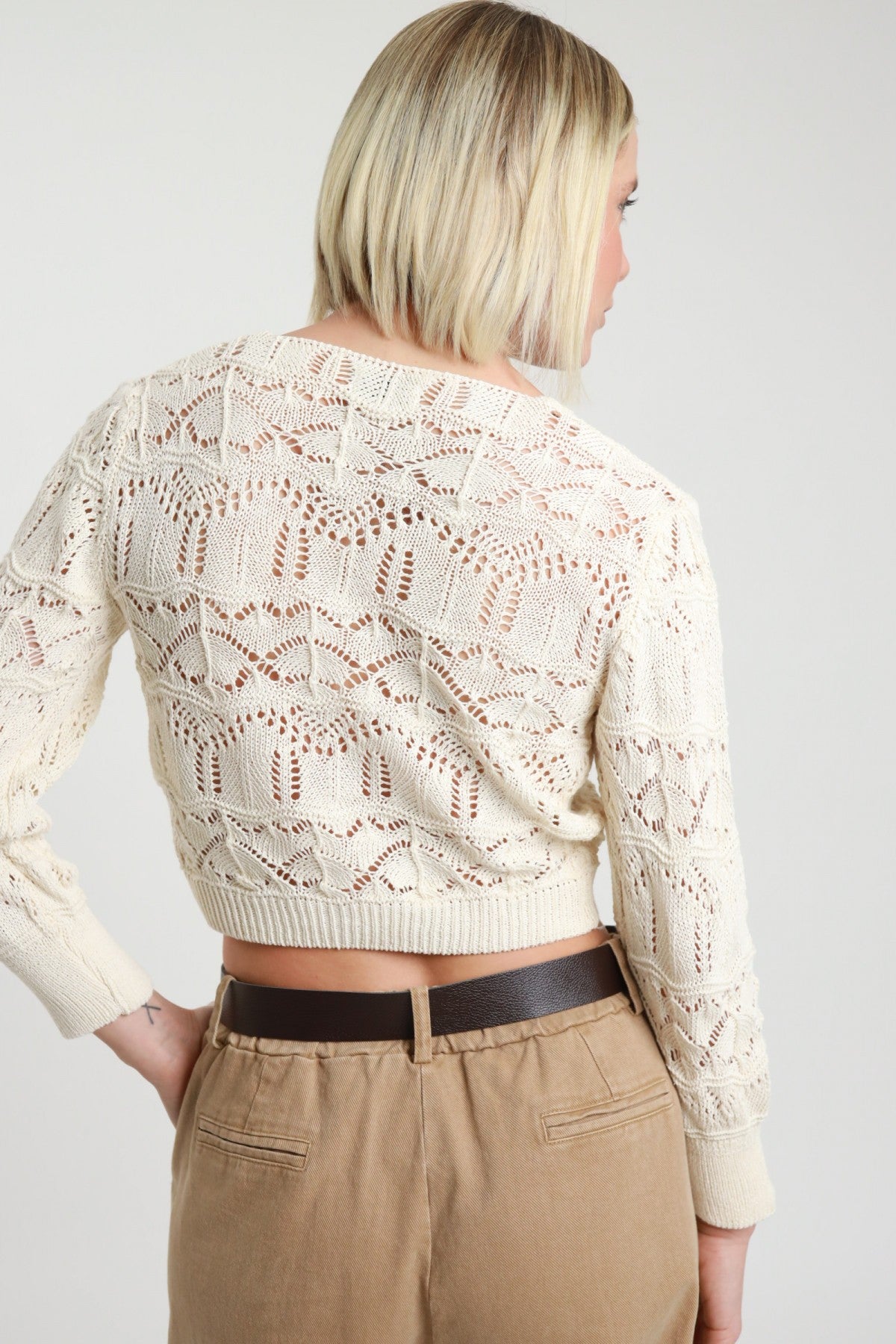 SUSY MIX - Cardigan traforato crop