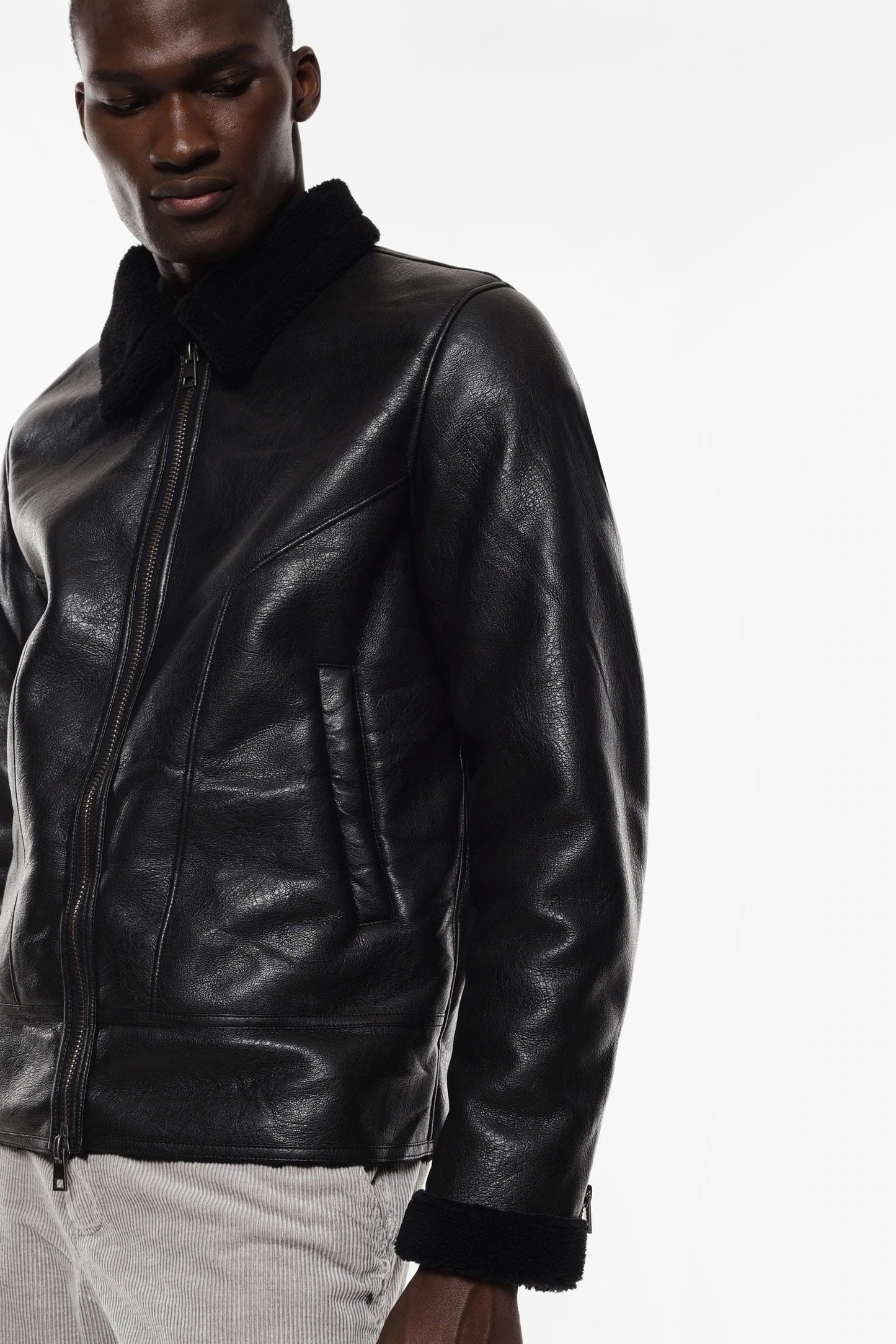 IMPERIAL - Giubbotto in similpelle con colletto e zip