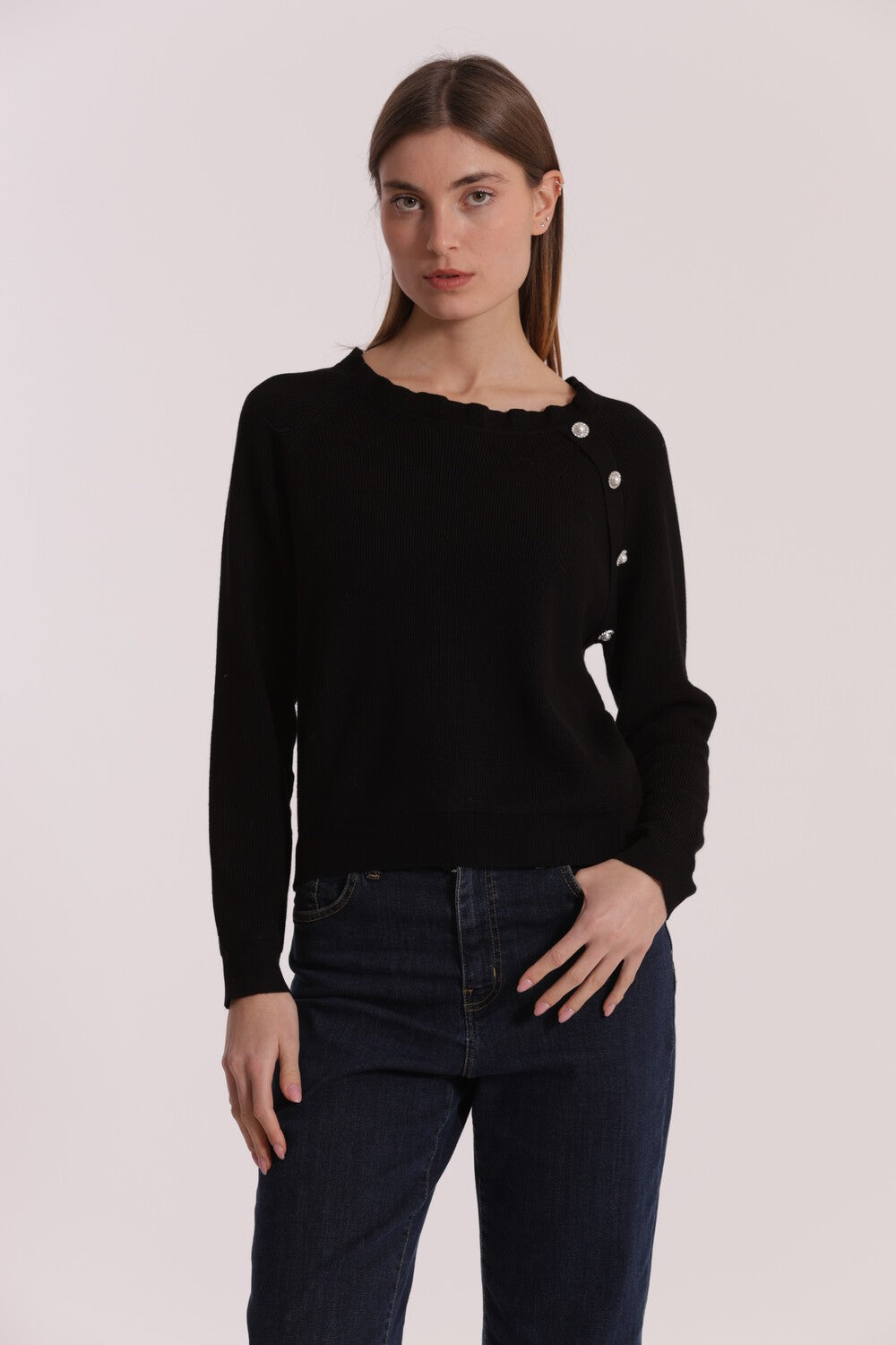 MIMI' MUA' - Maglia con bottoni gioiello