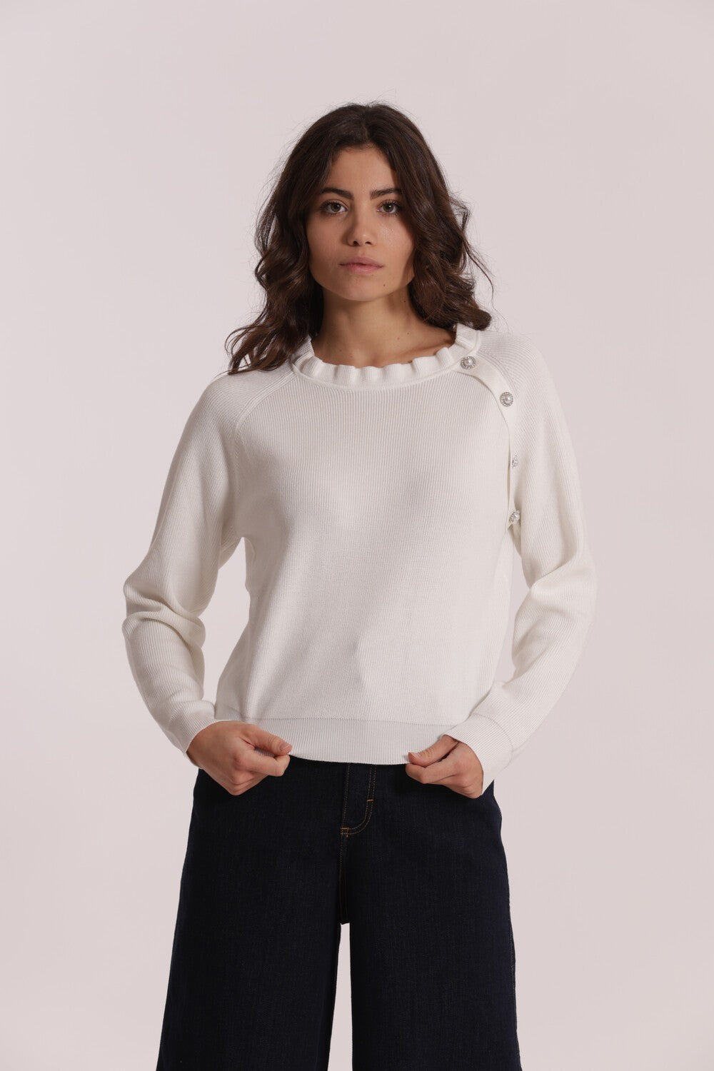 MIMI' MUA' - Maglia con bottoni gioiello
