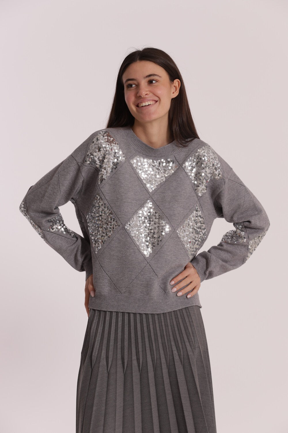 MIMI' MUA' - Maglia con rombi e paillettes