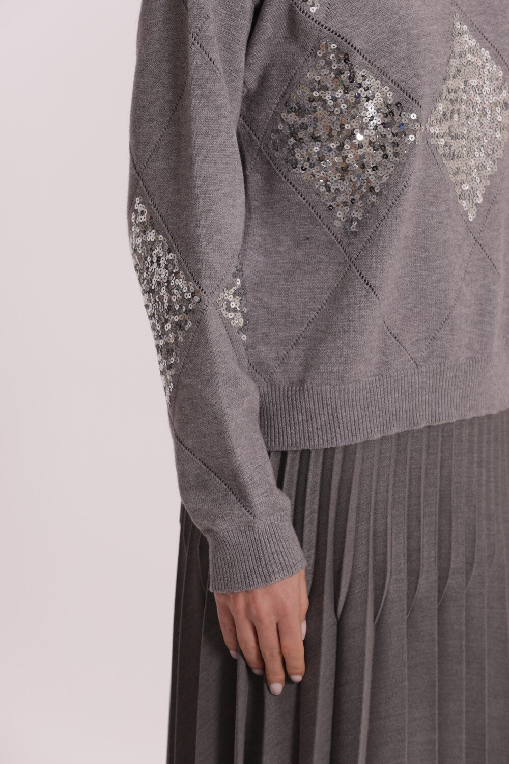 MIMI' MUA' - Maglia con rombi e paillettes