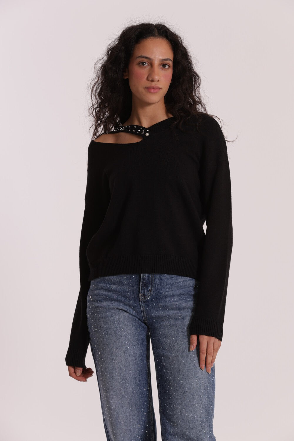 MIMI' MUA' - Maglia cut out con strass