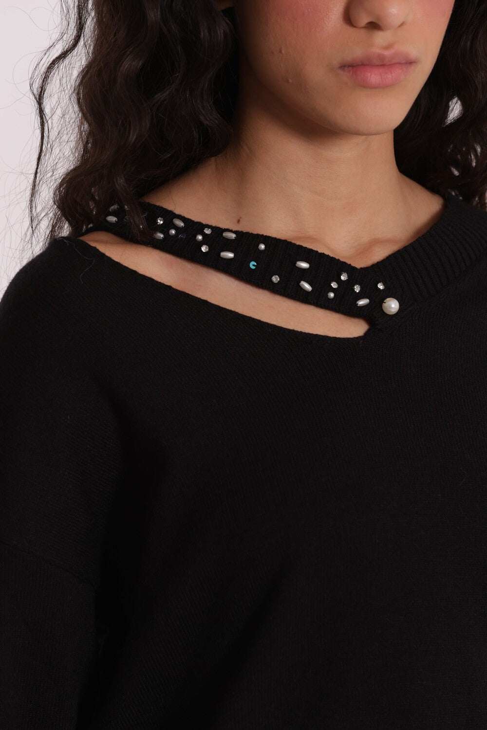 MIMI' MUA' - Maglia cut out con strass