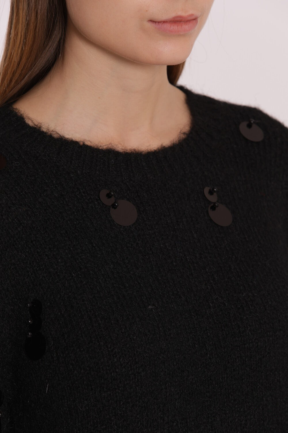 MIMI' MUA' - Maglia con paillettes su maniche