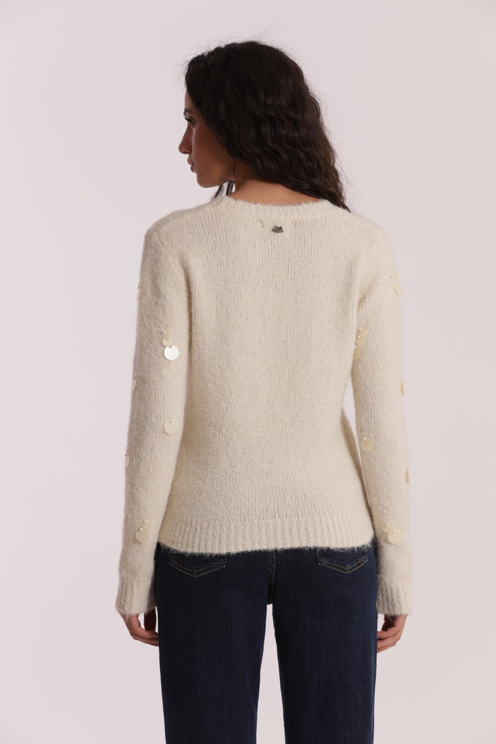 MIMI' MUA' - Maglia con paillettes su maniche