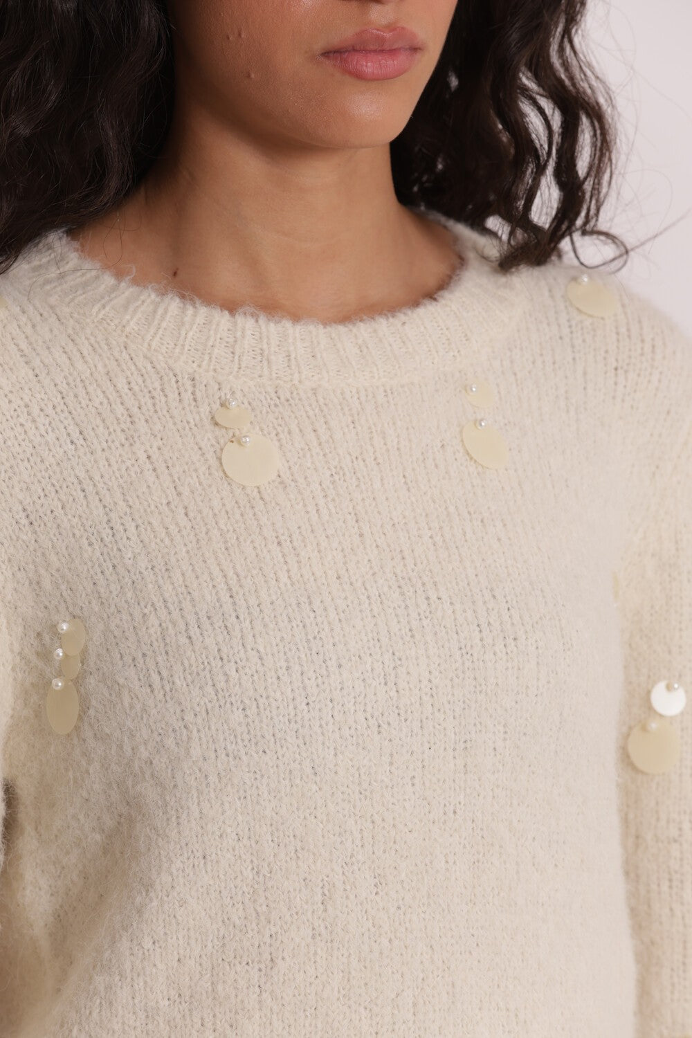 MIMI' MUA' - Maglia con paillettes su maniche