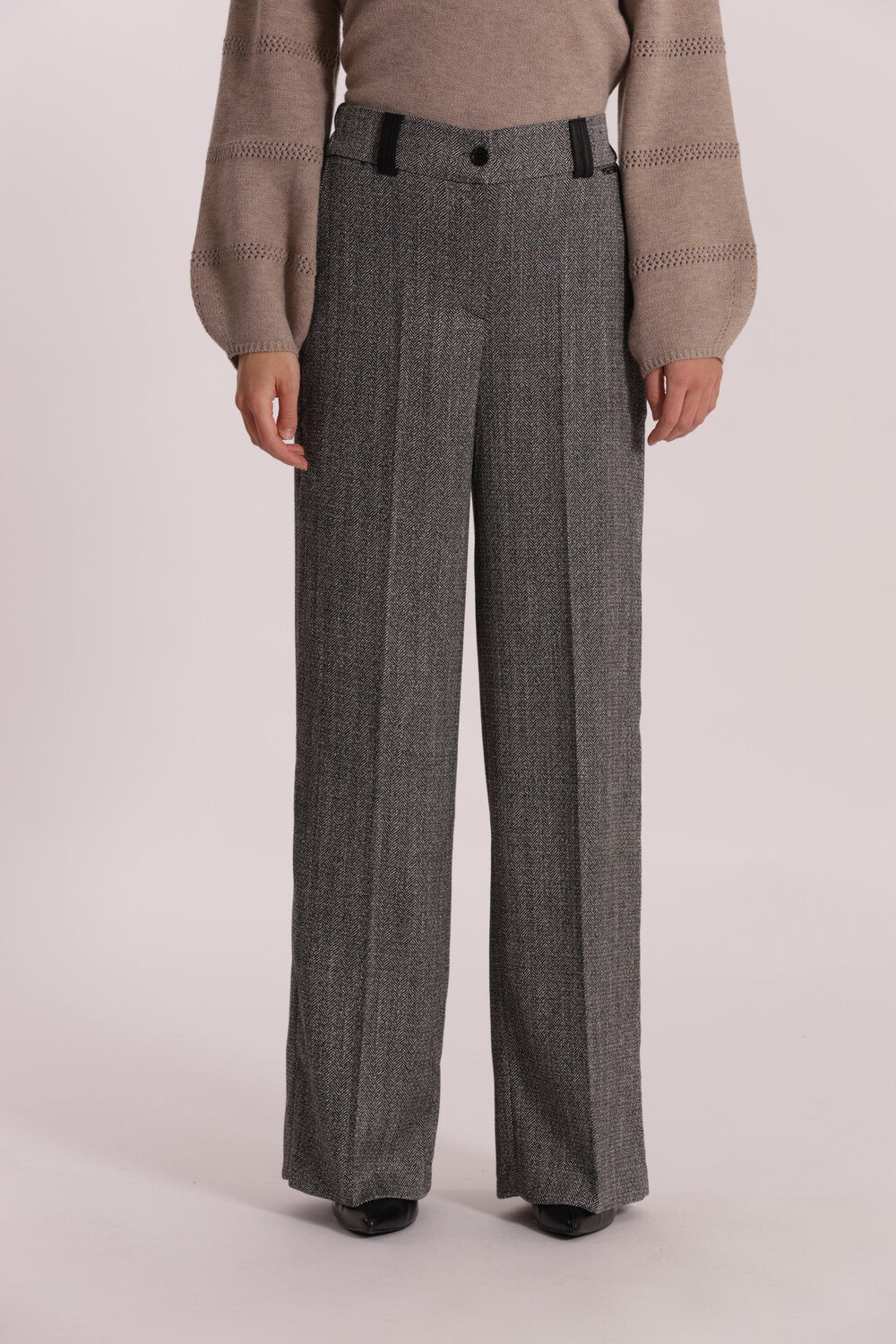 MIMI' MUA' - Pantalone a palazzo con tessuto spigato
