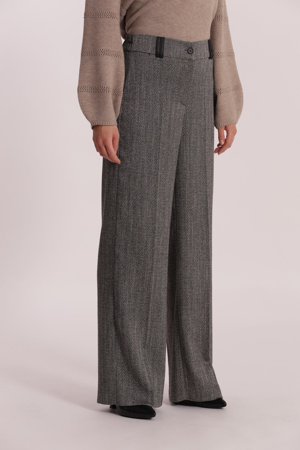MIMI' MUA' - Pantalone a palazzo con tessuto spigato