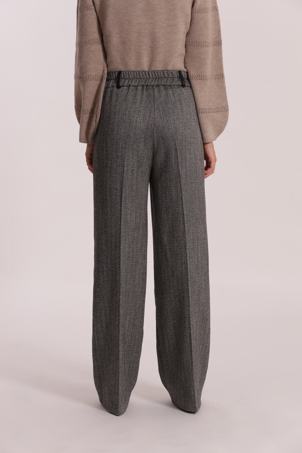 MIMI' MUA' - Pantalone a palazzo con tessuto spigato