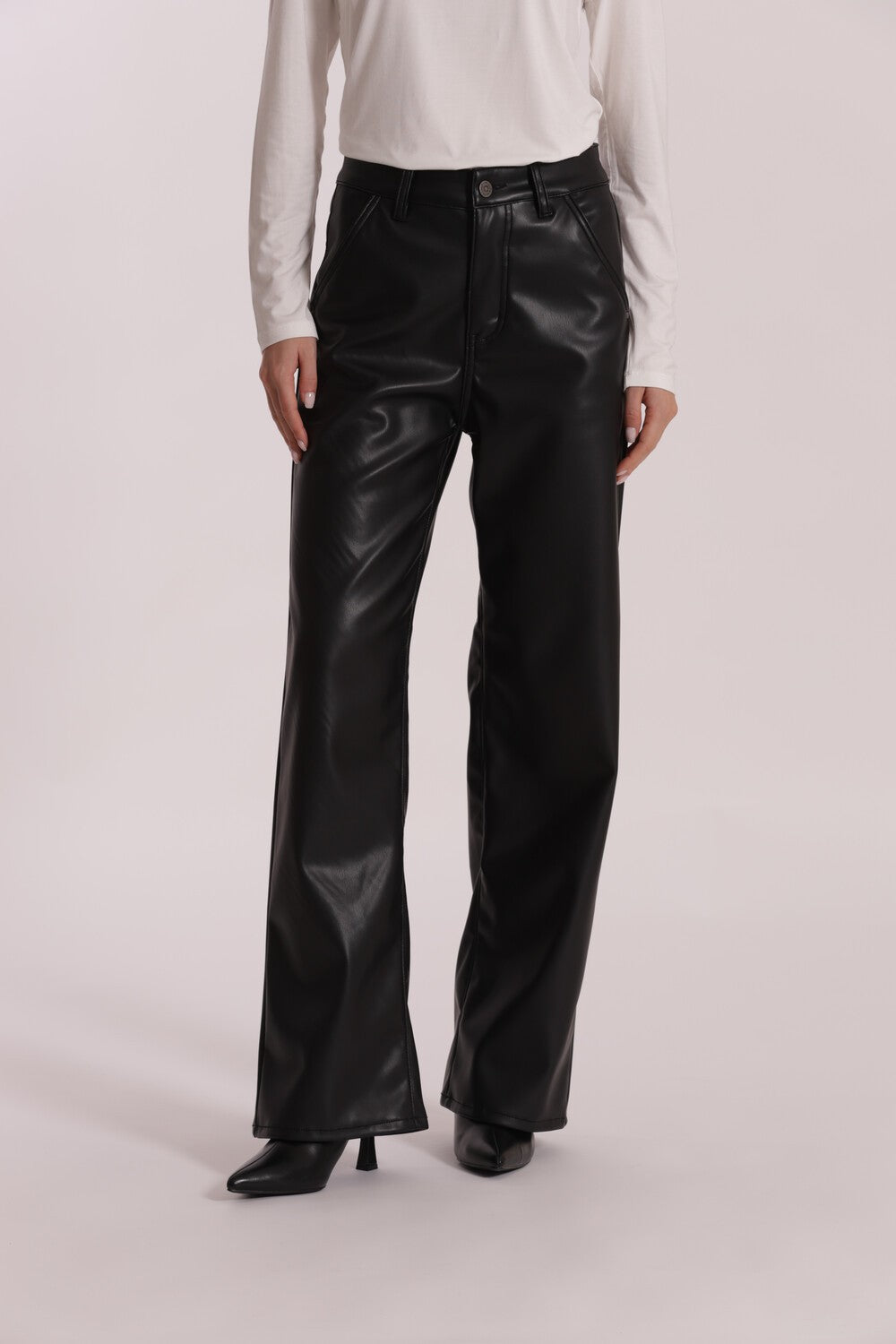 MIMI' MUA' - Jeans wide leg in similpelle