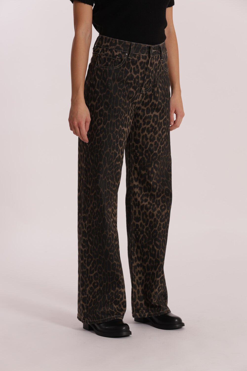 MIMI' MUA' - Jeans wide leg leopardato