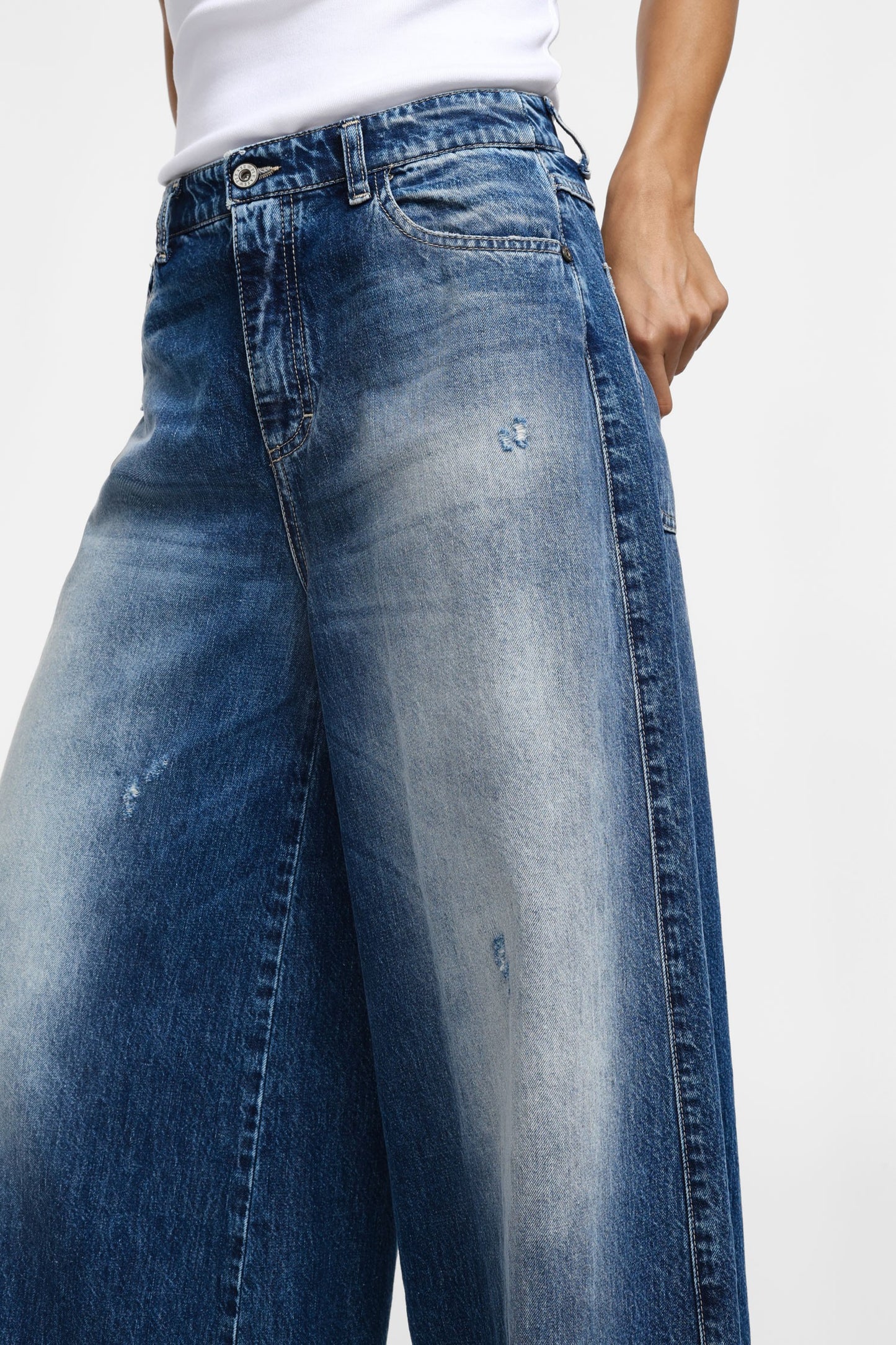 PLEASE - Jeans a gamba larga a vita alta