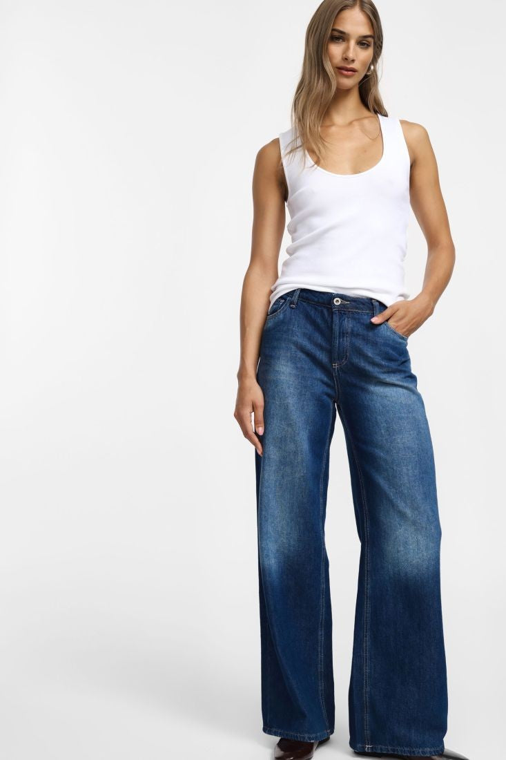 PLEASE - Jeans a gamba larga con vita alta