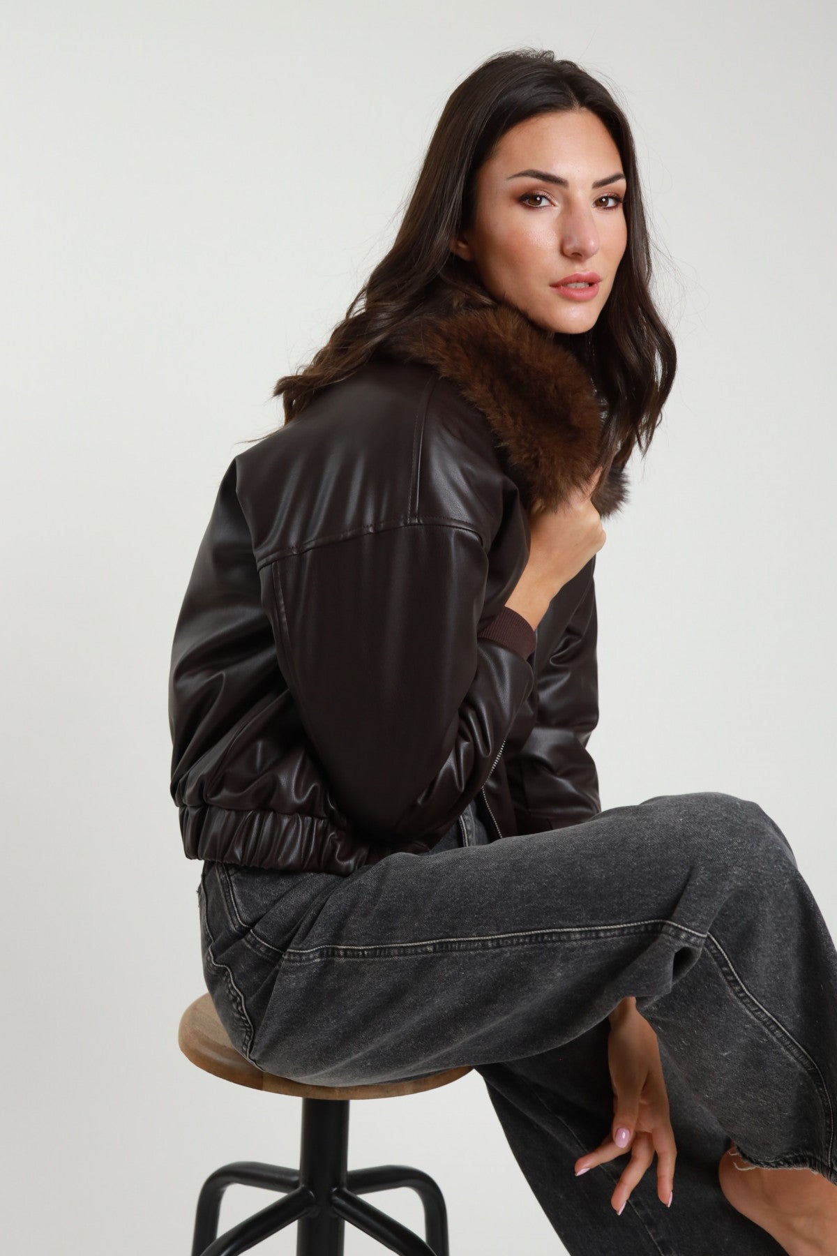 SUSY MIX - Bomber in ecopelle e ecopelliccia