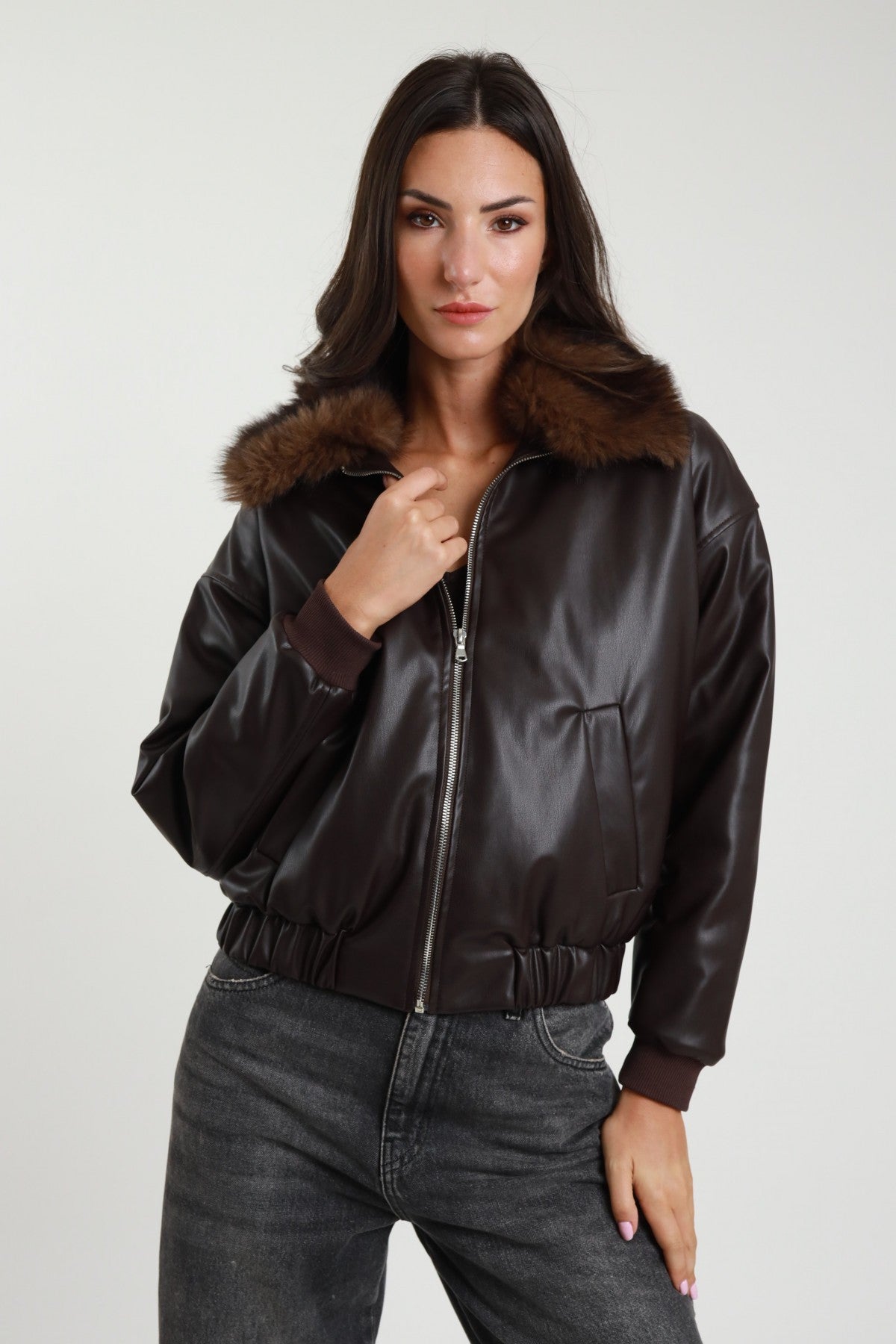 SUSY MIX - Bomber in ecopelle e ecopelliccia