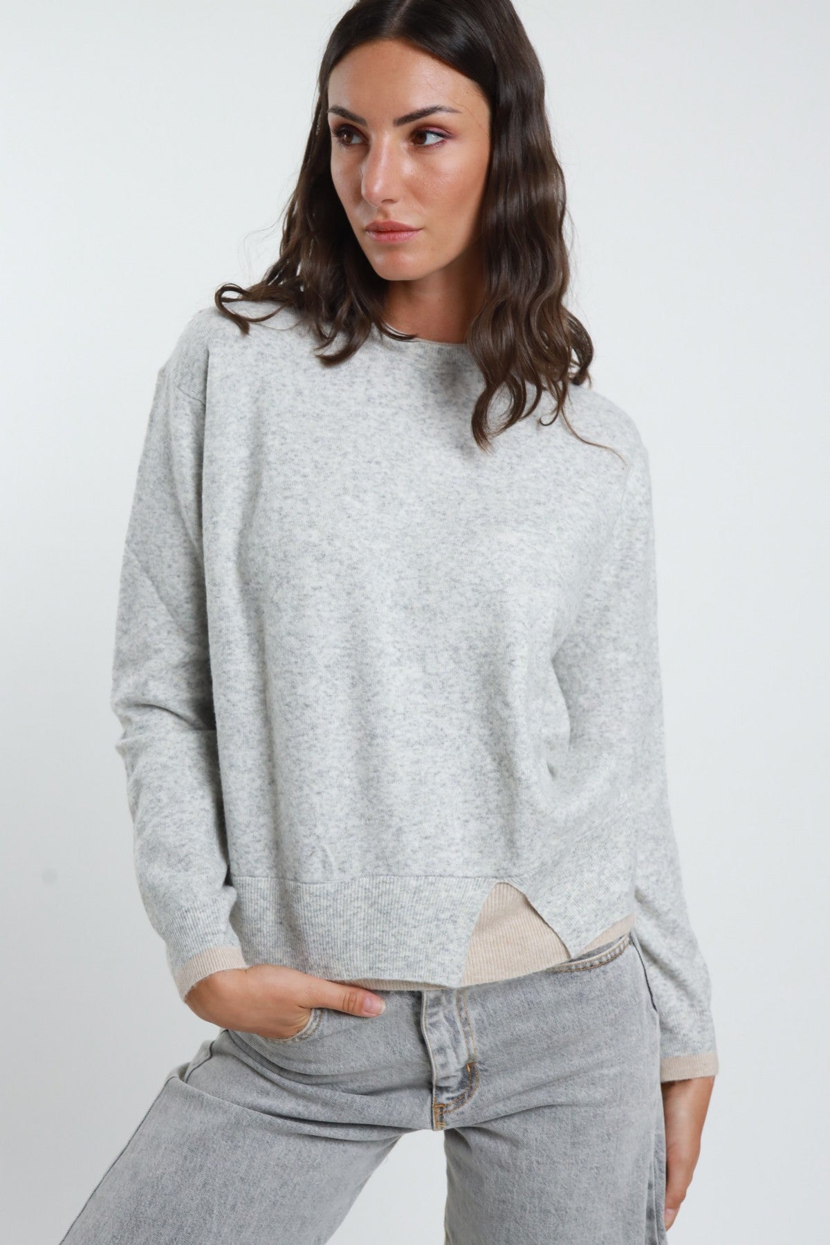 SUSY MIX - Maglia con doppio collo a contrasto