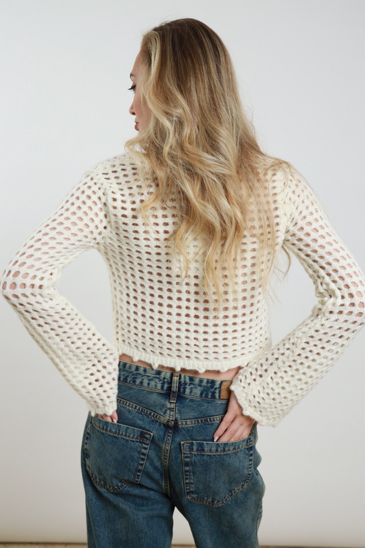 SUSY MIX - Cardigan crop traforato