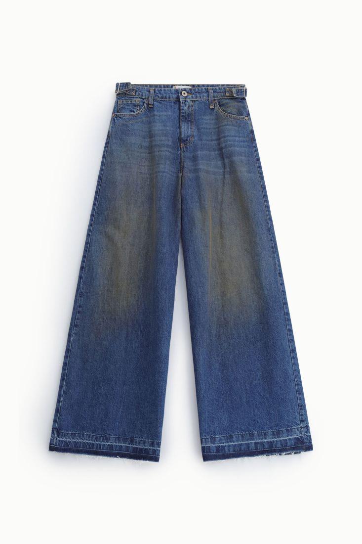 PLEASE - Jeans a gamba ampia con fondo sfrangiato