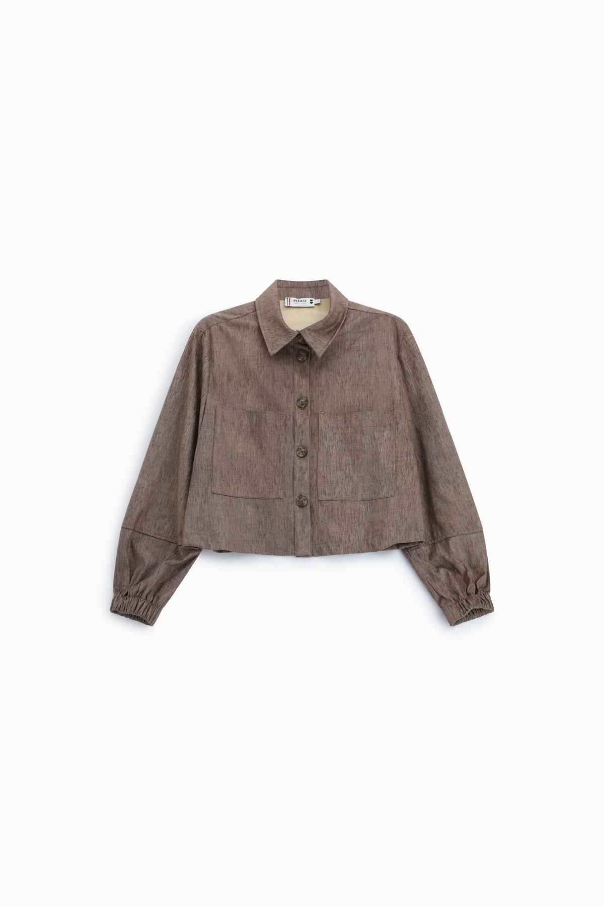 PLEASE - Giacca camicia cropped con tasche frontali