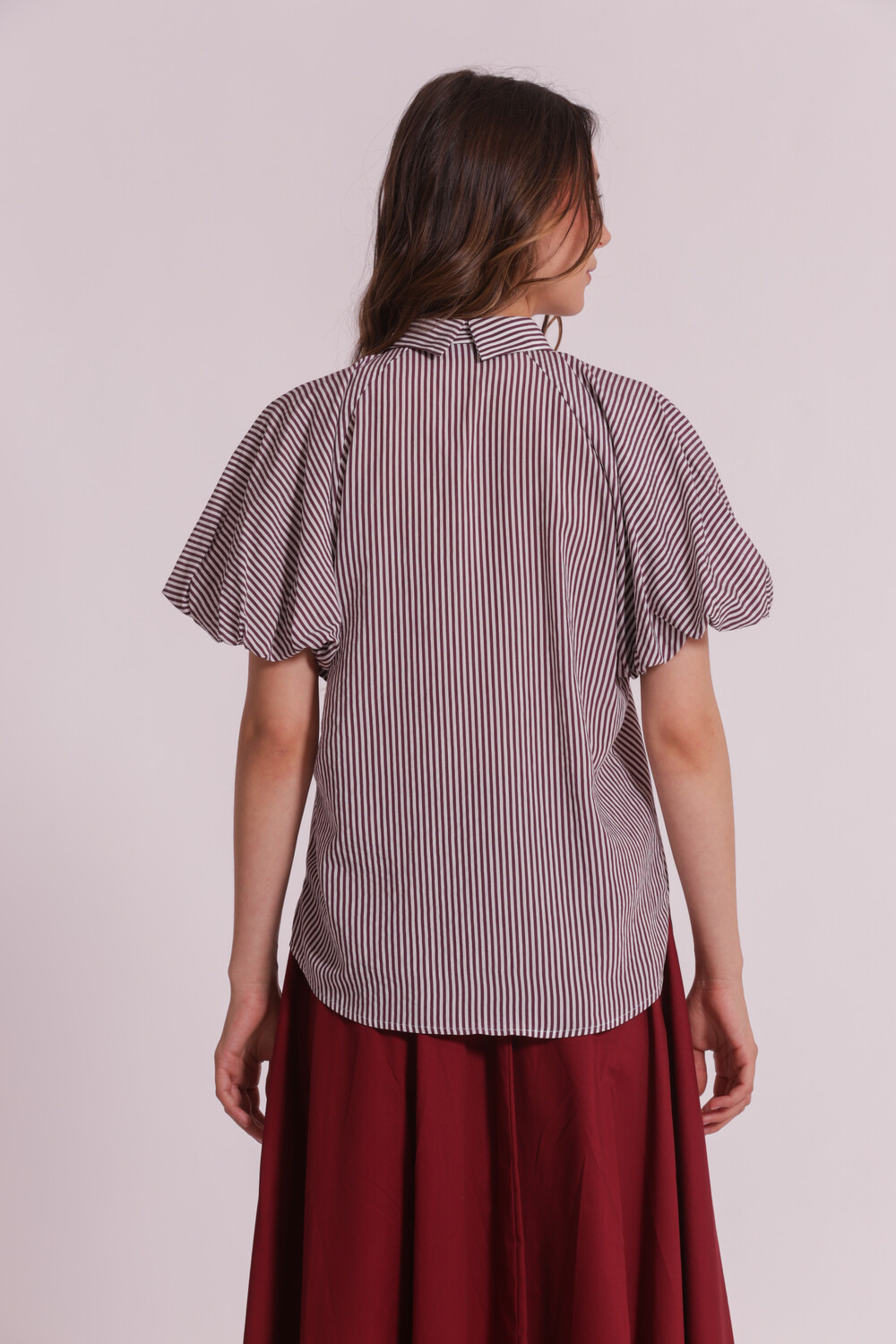 MIMI' MUA' - Blusa a righe con maniche a palloncino
