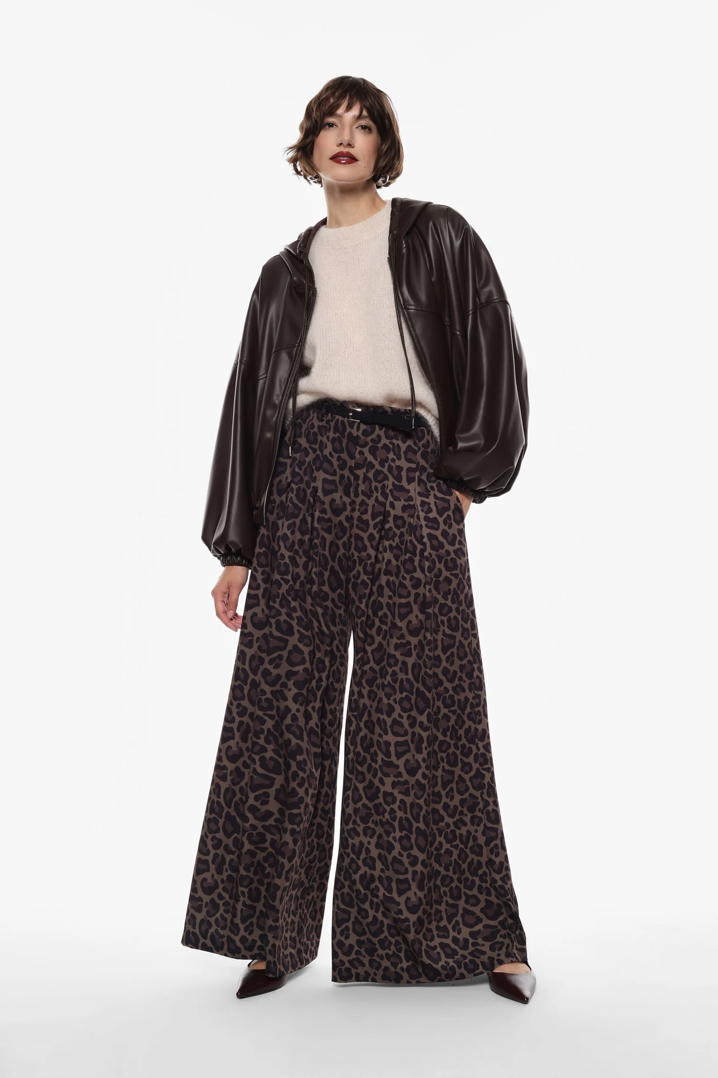 IMPERIAL - Pantalone palazzo con stampa animalier
