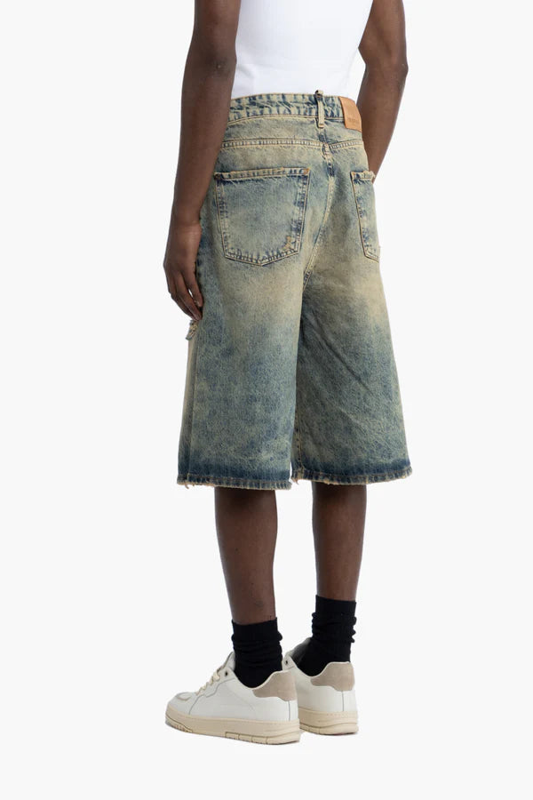 I'M BRIAN - Bermuda in jeans gamba ampia effetto slavato