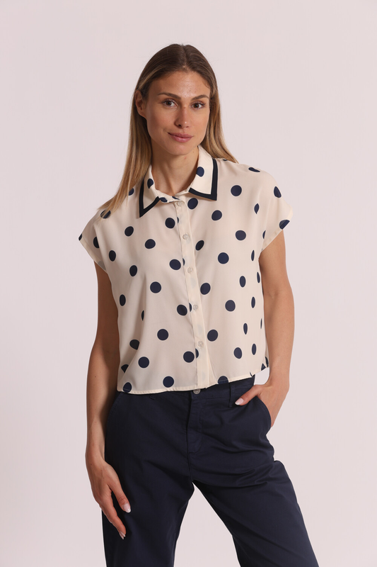 MIMI' MUA' - Camicia a maniche corte con fantasia a pois