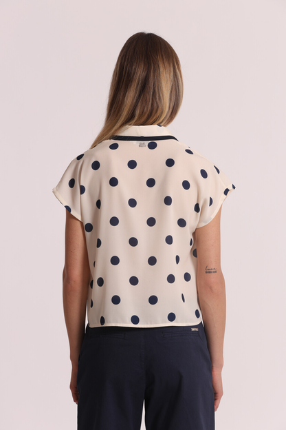 MIMI' MUA' - Camicia a maniche corte con fantasia a pois