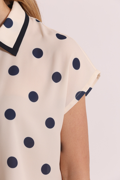 MIMI' MUA' - Camicia a maniche corte con fantasia a pois