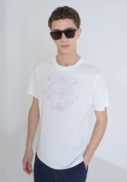 T-shirt regular fit con stampa ricamata tigre