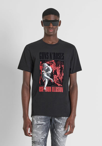 T-shirt regular fit in cotone e stampa "GUNS N' ROSES"
