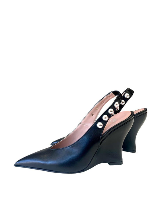 DIVINE FOLLIE - Slingback in pelle con dettagli argento