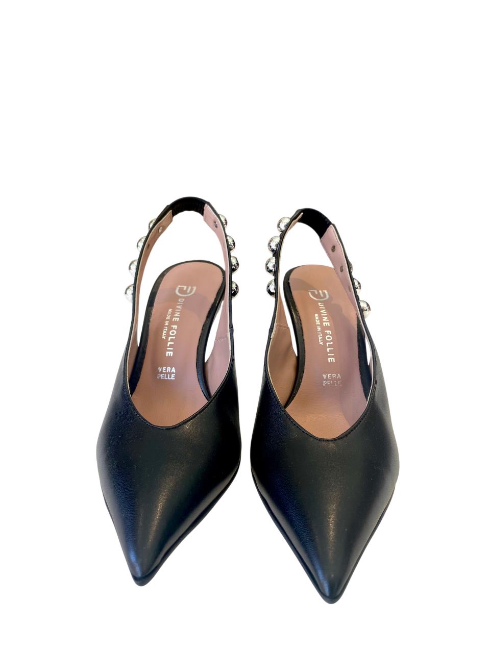 DIVINE FOLLIE - Slingback in pelle con dettagli argento