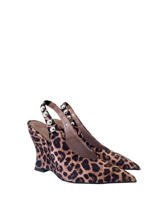 DIVINE FOLLIE - Slingback in pelle maculata con dettagli argento