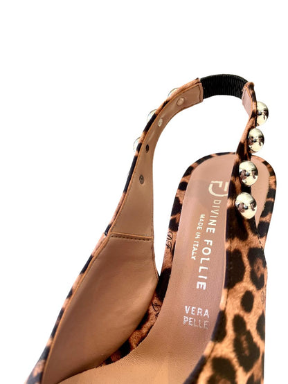 DIVINE FOLLIE - Slingback in pelle maculata con dettagli argento