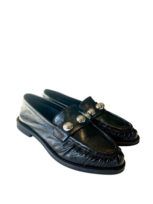 DIVINE FOLLIE - Mocassino nero in pelle con borchie