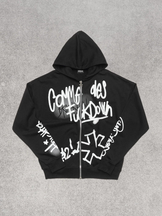 COMME DES FUCKDOWN - Felpa cappuccio full zip con stampa