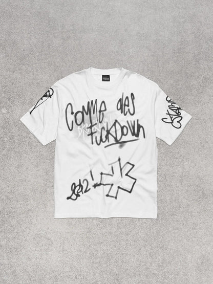 COMME DES FUCKDOWN - T-Shirt con stampa sul davanti e maniche