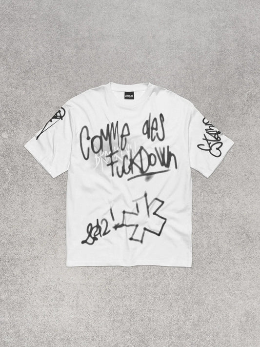 COMME DES FUCKDOWN - T-Shirt con stampa sul davanti e maniche
