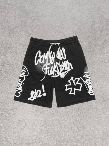 COMME DES FUCKDOWN - Bermuda in felpa con stampa sul davanti