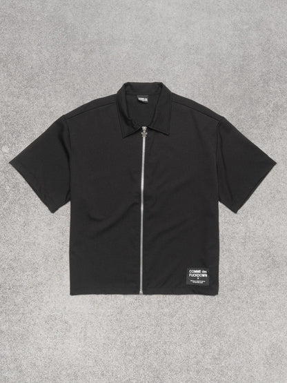 COMME DES FUCKDOWN - Camicia full zip in tessuto cotoniero con stampa sul retro