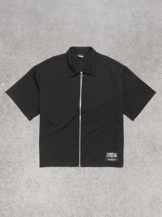 COMME DES FUCKDOWN - Camicia full zip in tessuto cotoniero con stampa sul retro