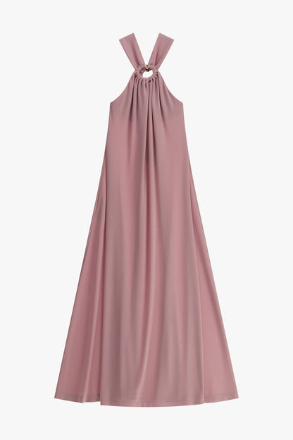 IMPERIAL - Abito lungo con scollo halter e dettaglio ad anello
