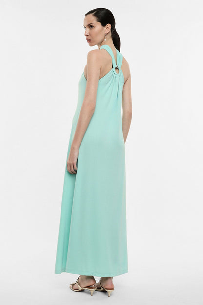 IMPERIAL - Abito lungo con scollo halter e dettaglio ad anello