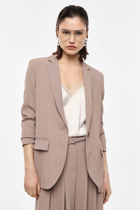 IMPERIAL - Blazer monopetto a righe con tasche a patta