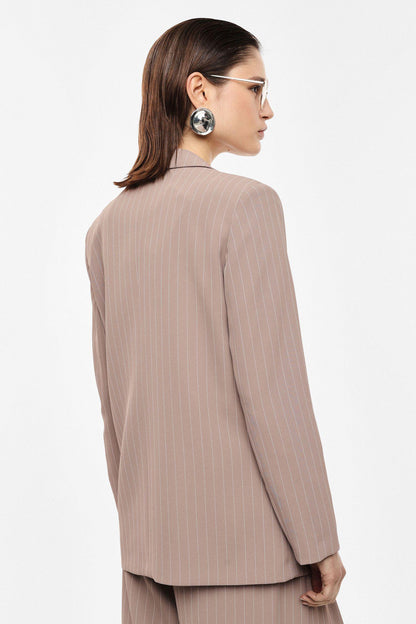 IMPERIAL - Blazer monopetto a righe con tasche a patta