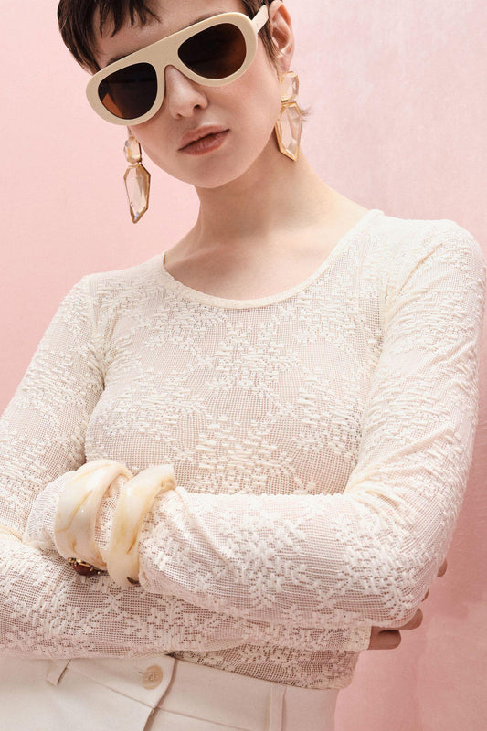 IMPERIAL - Maglia a maniche lunghe in pizzo floreale